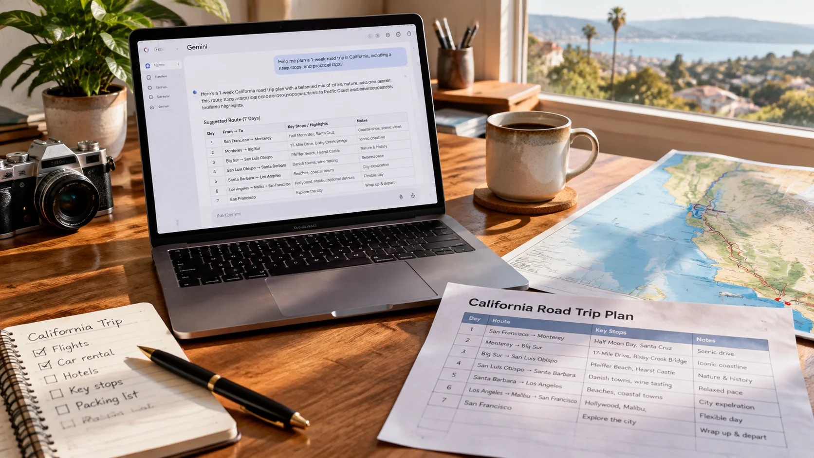 My Weekend Road-Trip Planning Workflow with Gemini, Maps, and a Spreadsheet